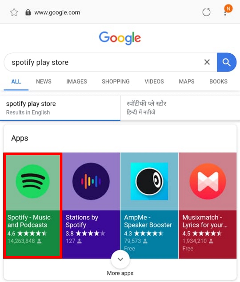 Download spotify from play store